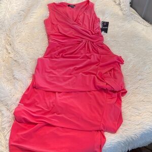Chaps Bright Pink Asymmetrical Dress
